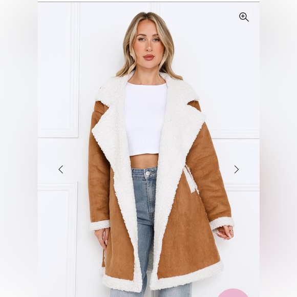 Hello Molly Tan Teddy Jacket with White Accents - Picture 2 of 4